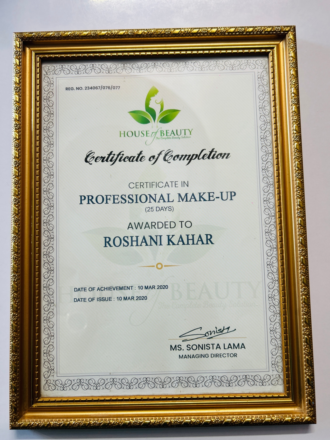 Professional Make-Up Certificate